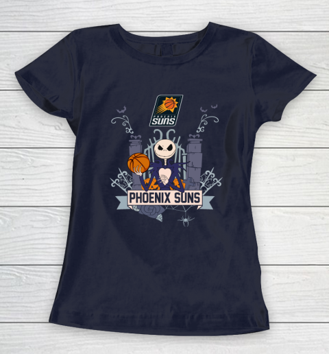 NBA Phoenix Suns Basketball Jack Skellington Halloween Women's T-Shirt 2