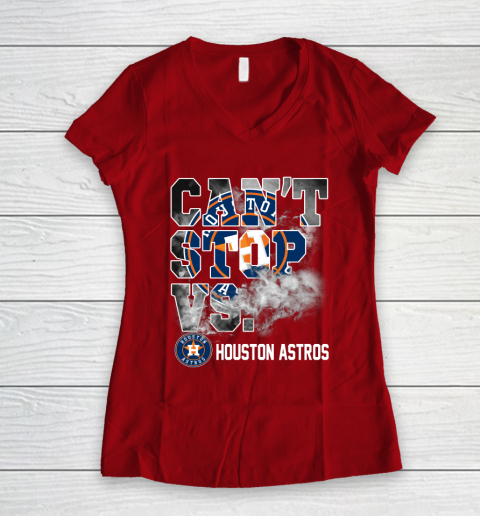 MLB Houston Astros Baseball Can't Stop Vs Houston Astros Women's V-Neck T-Shirt 8