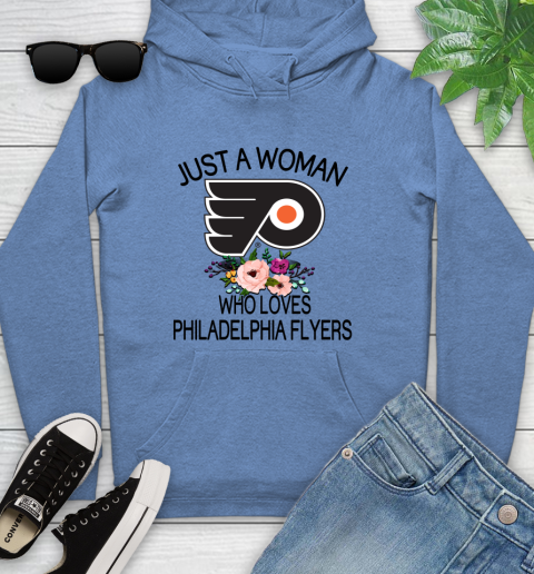 NHL Just A Woman Who Loves Philadelphia Flyers Hockey Sports Youth Hoodie 8