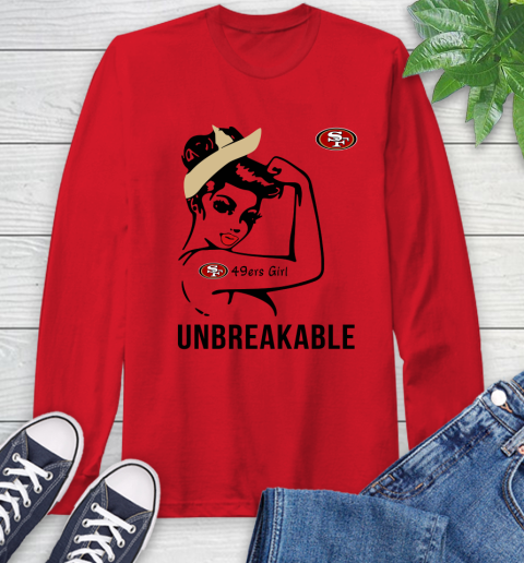 NFL San Francisco 49ers Girl Unbreakable Football Sports Long Sleeve T-Shirt 9