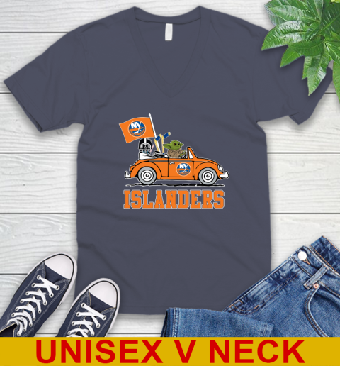 NHL Hockey New York Islanders Darth Vader Baby Yoda Driving Star Wars Shirt V-Neck T-Shirt 9 NHL Hockey New York Islanders Darth Vader Baby Yoda Driving Star Wars Shirt V-Neck T-Shirt - Image 9