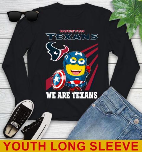 NFL Football Houston Texans Captain America Marvel Avengers Minion Shirt Youth Long Sleeve