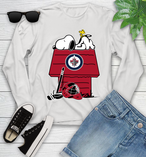Winnipeg Jets NHL Hockey Snoopy Woodstock The Peanuts Movie Youth Long Sleeve