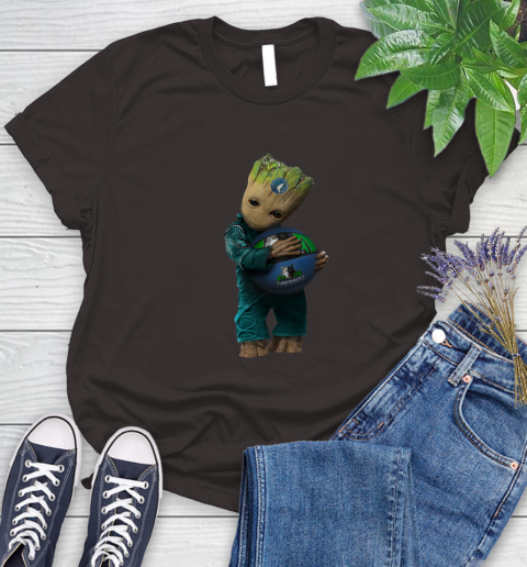 NBA Groot Guardians Of The Galaxy Basketball Sports Minnesota Timberwolves Women's T-Shirt 8