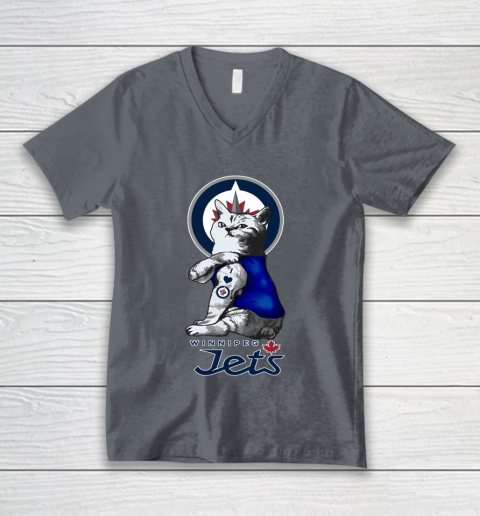 NHL My Cat Loves Winnipeg Jets Hockey V-Neck T-Shirt 4