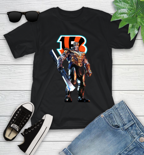 NFL Thanos Gauntlet Avengers Endgame Football Cincinnati Bengals Youth T-Shirt 2