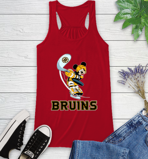 NHL Hockey Boston Bruins Cheerful Mickey Mouse Shirt Racerback Tank 6