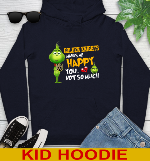 NHL Vegas Golden Knights Makes Me Happy You Not So Much Grinch Hockey Sports Youth Hoodie 3