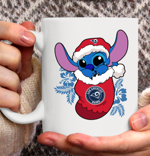 Los Angeles Rams Christmas Stitch In The Sock Funny Disney NFL Ceramic Mug 11oz 4