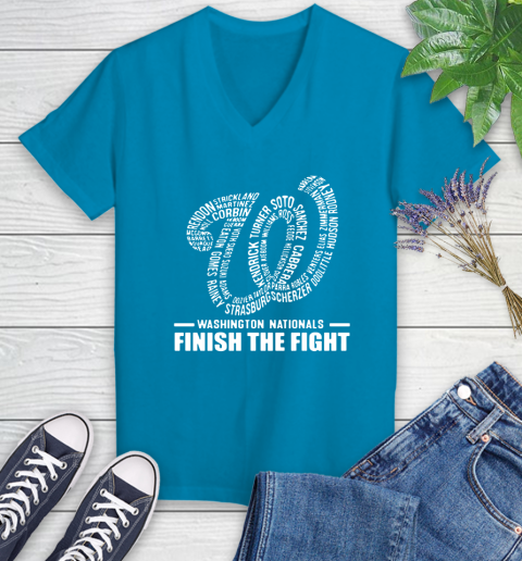 Washington Nationals finish the fight Women's V-Neck T-Shirt 7
