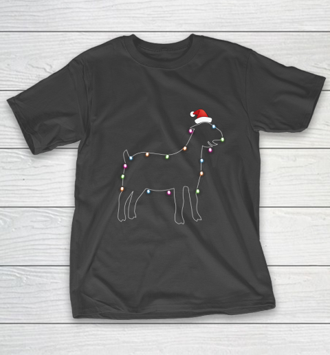 Santa Goat Christmas color led light Funny Xmas Goat T-Shirt