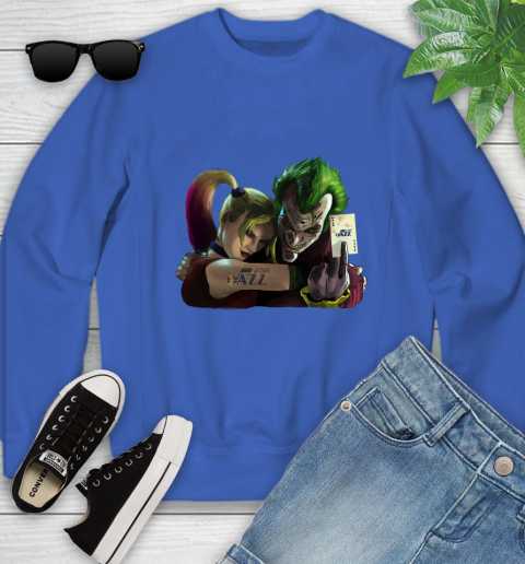 Utah Jazz NBA Basketball Joker Harley Quinn Suicide Squad Youth Sweatshirt 8