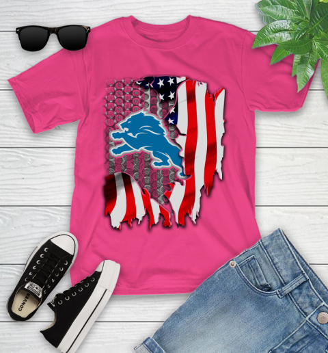Detroit Lions NFL Football American Flag Youth T-Shirt 11