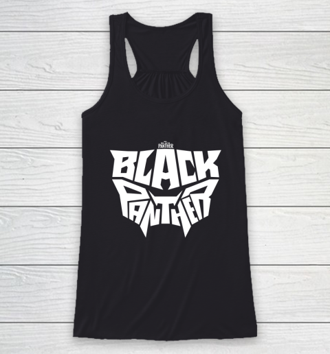Marvel Black Panther Movie White Mask Text Graphic Racerback Tank