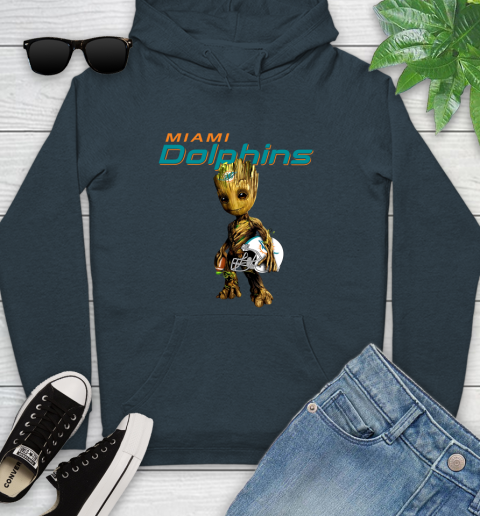 Miami Dolphins NFL Football Groot Marvel Guardians Of The Galaxy Youth Hoodie 8