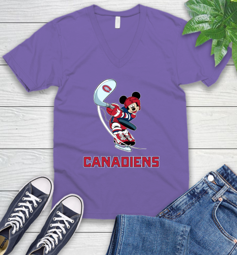 NHL Hockey Montreal Canadiens Cheerful Mickey Mouse Shirt V-Neck T-Shirt 9