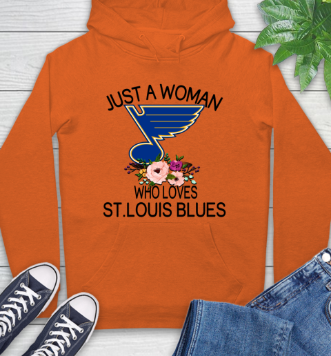 NHL Just A Woman Who Loves St.Louis Blues Hockey Sports Hoodie 3