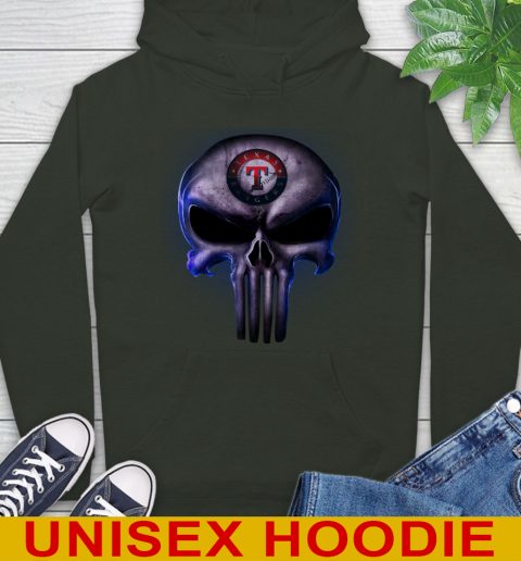 Texas Rangers MLB Baseball Punisher Skull Sports Hoodie - Image 13