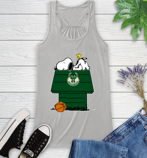 Milwaukee Bucks NBA Basketball Snoopy Woodstock The Peanuts Movie Racerback Tank