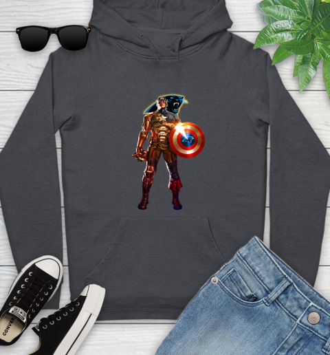 NFL Captain America Marvel Avengers Endgame Football Sports Carolina Panthers Youth Hoodie 8