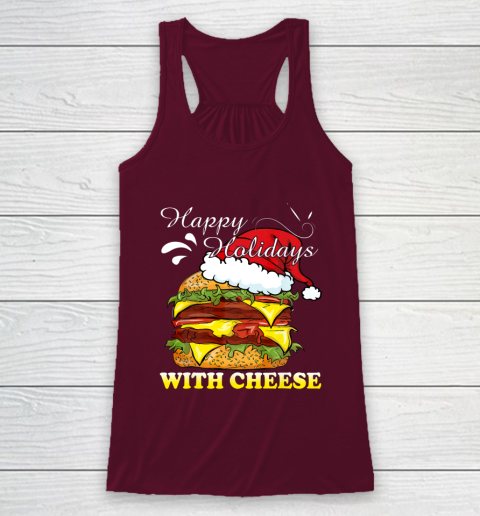 Happy Holidays With Cheese shirt Christmas Cheeseburger Racerback Tank 2