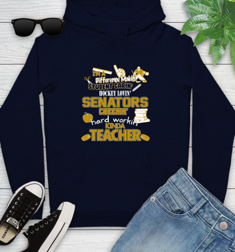 Ottawa Senators NHL I'm A Difference Making Student Caring Hockey Loving Kinda Teacher Youth Hoodie 3