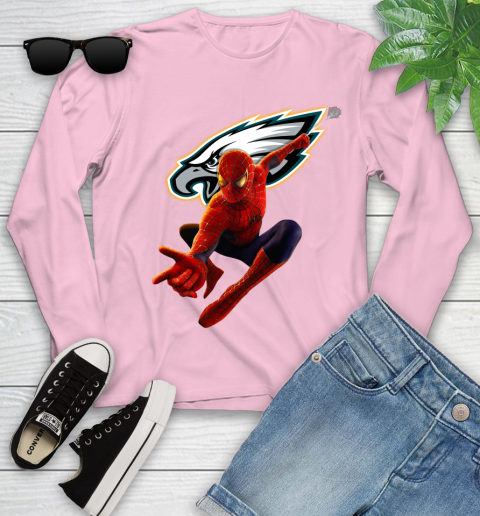 NFL Spider Man Avengers Endgame Football Philadelphia Eagles Youth Long Sleeve 10