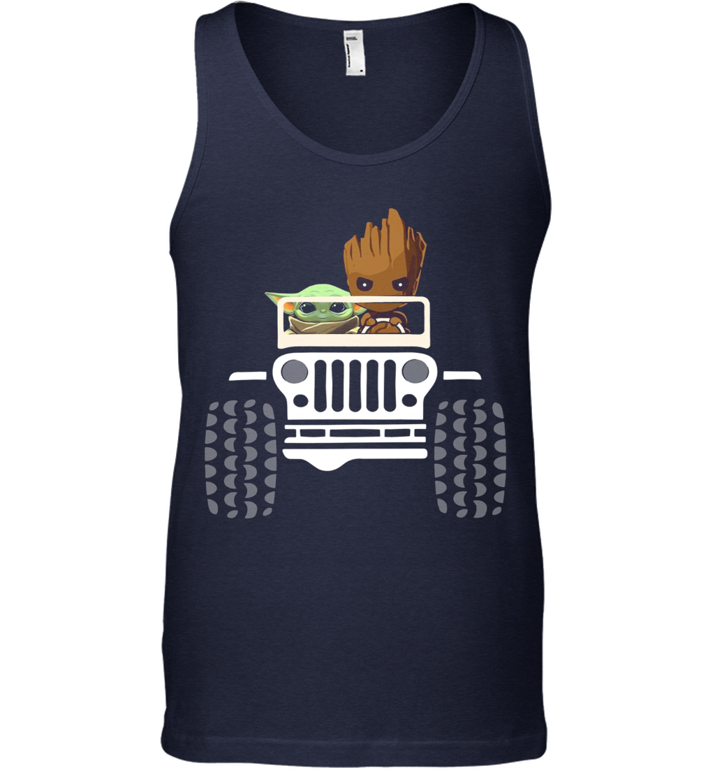 Download Baby Yoda And Baby Groot Driving Jeep Tank Top Cheap T Shirts Store Online Shopping