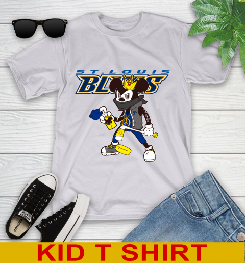 St.Louis Blues NHL Hockey Mickey Peace Sign Sports Youth T-Shirt 5