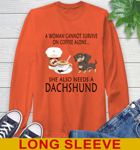 Women cannot survive on coffee alone she also need a DACHSHUND tshirt 49