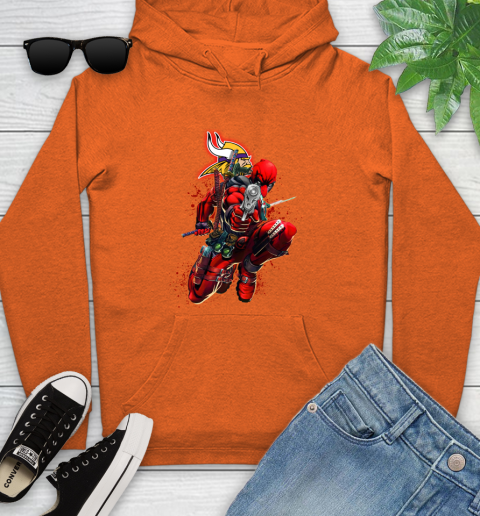 NFL Deadpool Marvel Comics Sports Football Minnesota Vikings Youth Hoodie 5