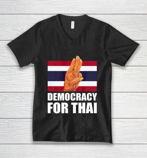 Democracy for Thailand Free Thai Protest Bangkok Support V-Neck T-Shirt