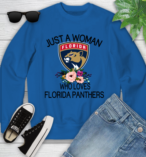 NHL Just A Woman Who Loves Florida Panthers Hockey Sports Youth Sweatshirt 4