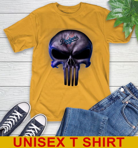 Los Angeles Dodgers MLB Baseball Punisher Skull Sports T-Shirt 2