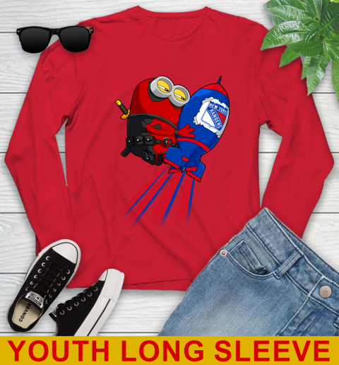 NHL Hockey New York Rangers Deadpool Minion Marvel Shirt Youth Long Sleeve 11