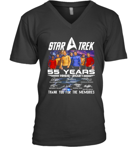 Star Trek 55 Years 1966 2021 Signatures Thank You For The Memories V-Neck T-Shirt
