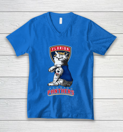 NHL My Cat Loves Florida Panthers Hockey V-Neck T-Shirt 5