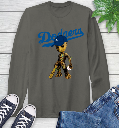 MLB Los Angeles Dodgers Groot Guardians Of The Galaxy Baseball Long Sleeve T-Shirt 8