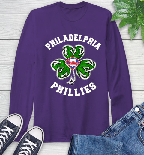 MLB Philadelphia Phillies Three Leaf Clover St Patrick's Day Baseball Sports Long Sleeve T-Shirt 5