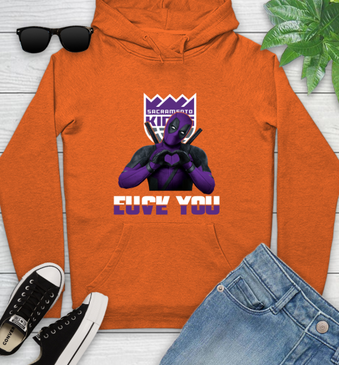 NBA Sacramento Kings Deadpool Love You Fuck You Basketball Sports Youth Hoodie 4