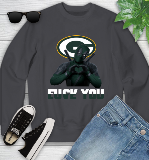 NHL Green Bay Packers Deadpool Love You Fuck You Football Sports Youth Sweatshirt 5