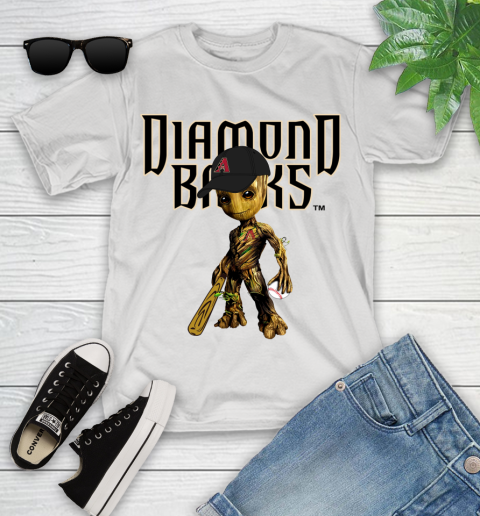 MLB Arizona Diamondbacks Groot Guardians Of The Galaxy Baseball Youth T-Shirt 1