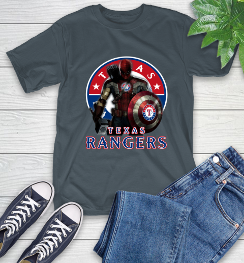 MLB Captain America Thor Spider Man Hawkeye Avengers Endgame Baseball Texas Rangers T-Shirt 9