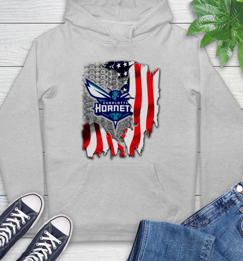 Charlotte Hornets NBA Basketball American Flag Hoodie 6