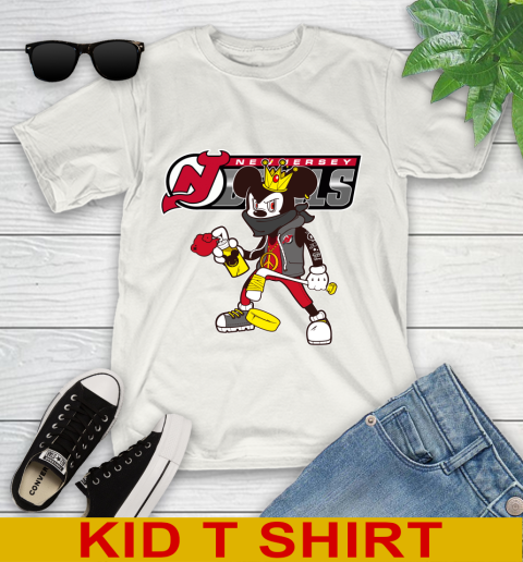 New Jersey Devils NHL Hockey Mickey Peace Sign Sports Youth T-Shirt