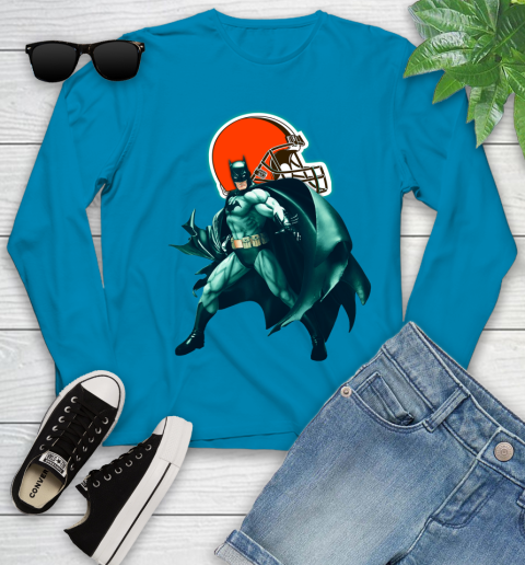 NFL Batman Football Sports Cleveland Browns Youth Long Sleeve 7