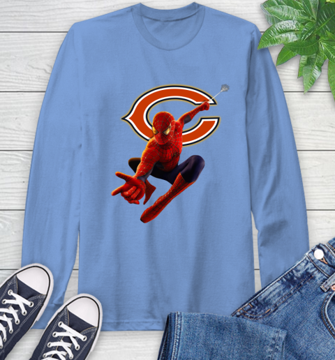 NFL Spider Man Avengers Endgame Football Chicago Bears Long Sleeve T-Shirt 11
