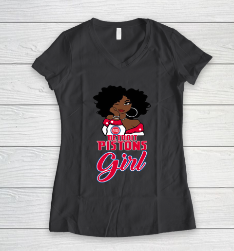 Detroit Pistons Girl NBA Women's V-Neck T-Shirt 8