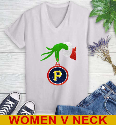 Pittsburgh Pirates Grinch Merry Christmas MLB Baseball Women's V-Neck T-Shirt
