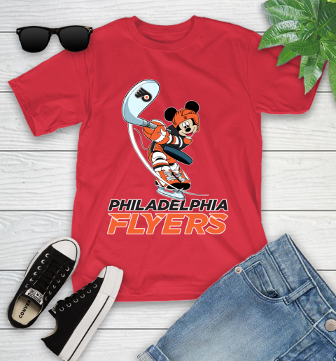 NHL Hockey Philadelphia Flyers Cheerful Mickey Mouse Shirt Youth T-Shirt 10